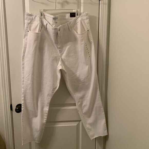 Ava & Viv Women's Jeans Pockets Skinny Fit Stretch Cut-Off Size 24 White - Picture 1 of 16